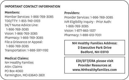 Back of Member ID card showing contact information