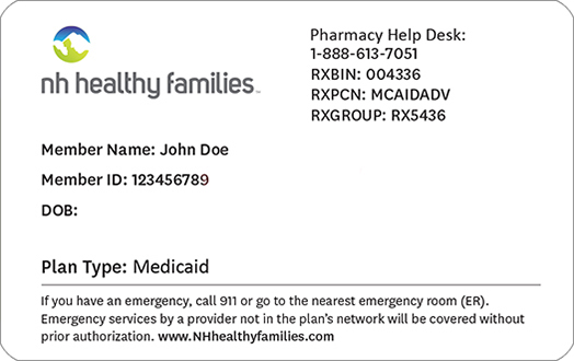 Front of Member ID card showing name, member ID, and other information